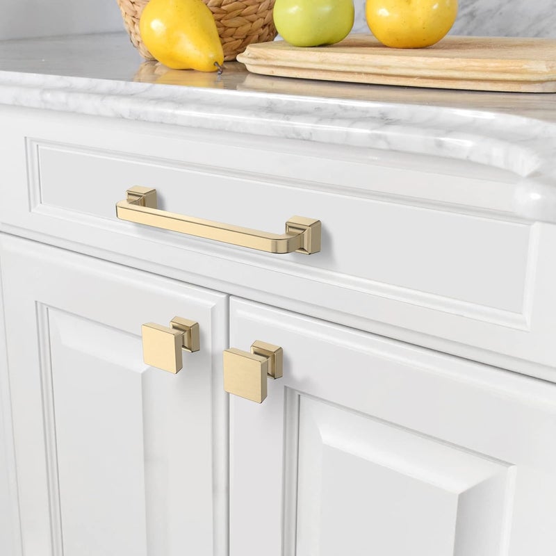 Amerdeco 10 Pack Brushed Gold Cabinet Knobs 1.2 Inch(30mm) Gold Kitchen Cabinet Knobs Dresser Knobs Drawer Knobs and Pulls for Bathroom Cabinets ZH0008 - Image 3