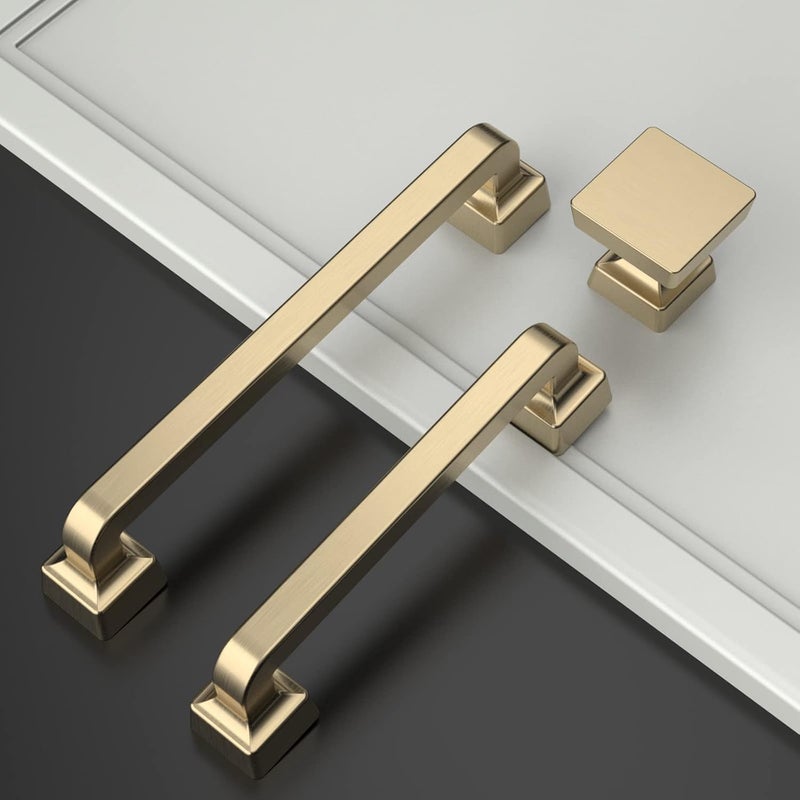 Amerdeco 10 Pack Brushed Gold Cabinet Knobs 1.2 Inch(30mm) Gold Kitchen Cabinet Knobs Dresser Knobs Drawer Knobs and Pulls for Bathroom Cabinets ZH0008 - Image 2