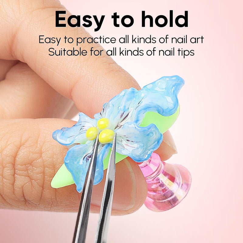 AIMEILI Nail Stand for Press On Nails, Fake Nail Holder for Painting Nails, Solid Acrylic Nail Stands for Nail Practice with Reusable Putty Gift Box for Home DIY Beginner Salon Supplies - Image 3