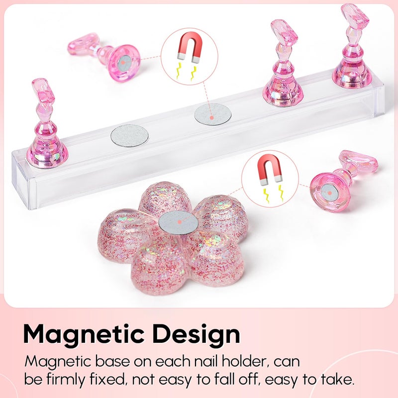AIMEILI Nail Stand for Press On Nails, Fake Nail Holder for Painting Nails, Solid Acrylic Nail Stands for Nail Practice with Reusable Putty Gift Box for Home DIY Beginner Salon Supplies - Image 2