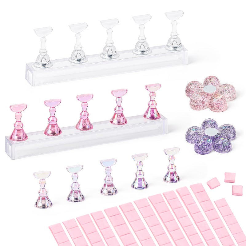AIMEILI Nail Stand for Press On Nails, Fake Nail Holder for Painting Nails, Solid Acrylic Nail Stands for Nail Practice with Reusable Putty Gift Box for Home DIY Beginner Salon Supplies - Image 1