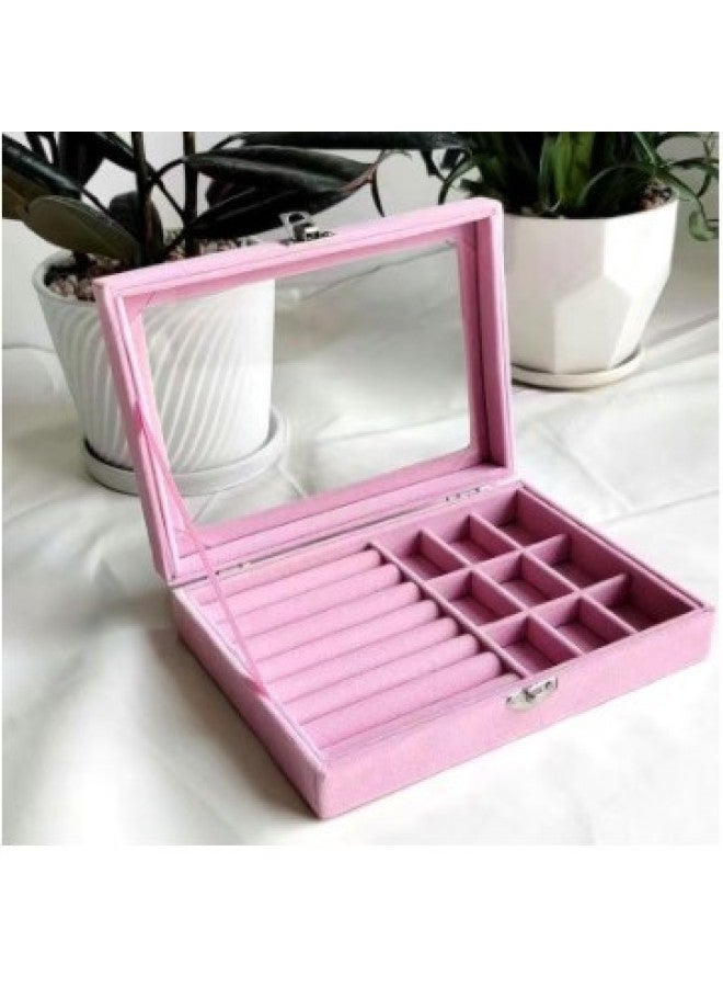 Jewelry Storage Box Anti-oxidation Earrings Earrings Necklace Flannel Acrylic High-grade Exquisite Jewelry Box Artifact-Color: Jewelry Box  - Image 5