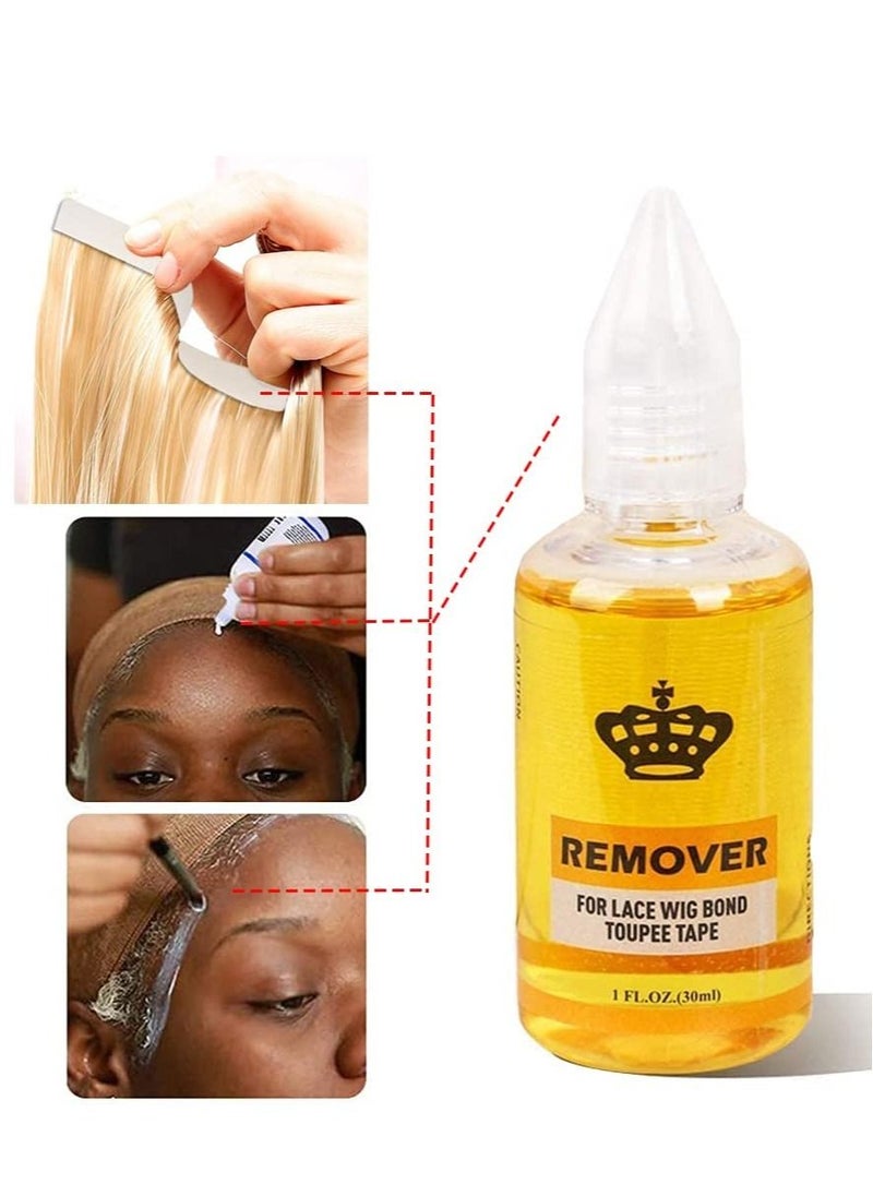 2pack Removes Hair Glue, Wig Tape, Double Sided Extension Tape,30ml Tape Remover for Hair Extensions Remover for Lace Wig Bond Toupee Tape in Hair Extensions Adhesive