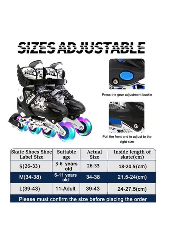 Arabest Kids Adjustable Perfect inline skates Roller Skate Shoe Set with LED FlashS（26-32） - Image 5