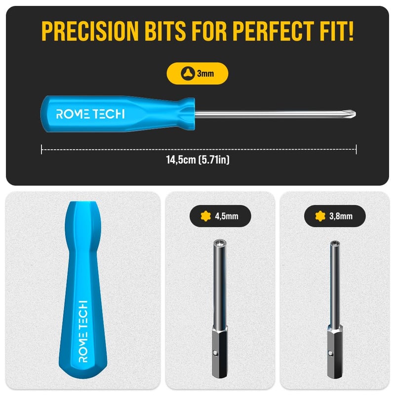 Rome Tech Gamebit Screwdriver Set for GameCube, Gameboy, SNES, NES, N64, Sega Game Cartridge, Tri Wing Screw Driver & 3.8mm 4.5mm - Screwdriver Bit Set Console Repair Tool - Image 3
