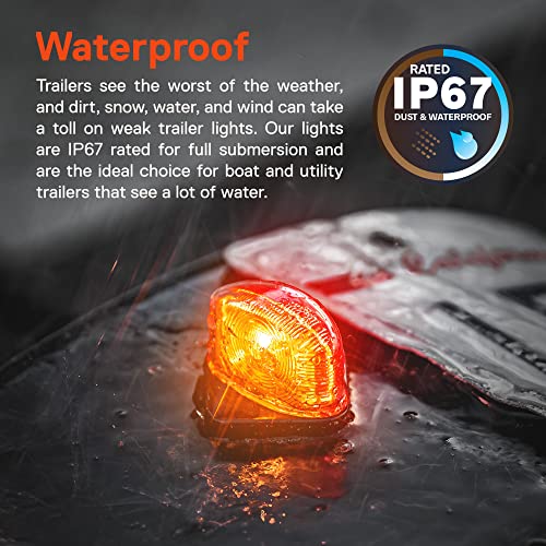 ONLINE LED STORE TRUE MODS 2pc Mini Amber + Red LED Trailer Fender Light Set [DOT Compliant] [SAE P2] [IP67 Waterproof] Surface Mount Clearance Marker Lamp for Boat Enclosed Utility Cargo Trailer Hauler Car Truck - Image 4