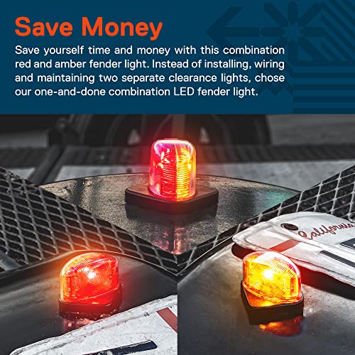 ONLINE LED STORE TRUE MODS 2pc Mini Amber + Red LED Trailer Fender Light Set [DOT Compliant] [SAE P2] [IP67 Waterproof] Surface Mount Clearance Marker Lamp for Boat Enclosed Utility Cargo Trailer Hauler Car Truck - Image 2