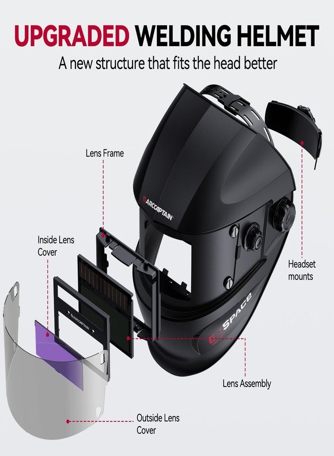 ARCCAPTAIN True Color Auto Darkening Welding Helmet with Upgraded Arc Sensor, 1/1/1/1 Top Optical Clarity Solar Power Welding Hood, 1/25000s Response Time, 4/9-13 for TIG MIG ARC Welding Mask - Image 2
