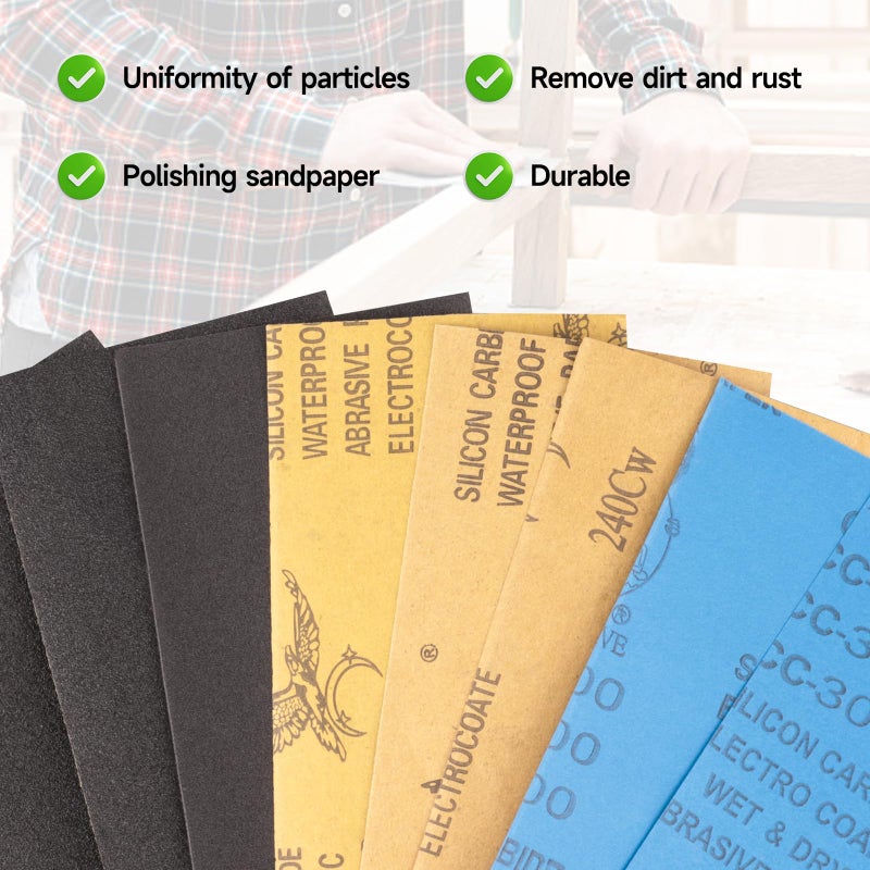 Shineboc Sandpaper 150 Grit, Wet Dry Sanding Sheets 9 x 3.6 Inch for Wood Furniture Finishing, Metal Sanding and Automotive Polishing,21 -Sheet - Image 5