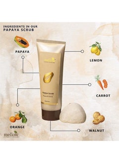 MELLOW Herbals Ayurvedic Papaya Face Scrub (100Gm) For Smooth & Vibrant Glow ; Helps To Remove Dead Skin Cells & Unclog Pores ; Papaya Walnut Lemon & Orange ; Ayush Certified ; Gmo Paraben And Silicone Free  - Image 5