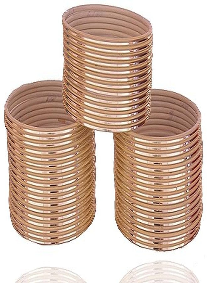 BANGLESKART Sleek and Traditional Metal Bangles Set For Women & Girls (Pack Of 48 Bangles) Yellow - Image 3