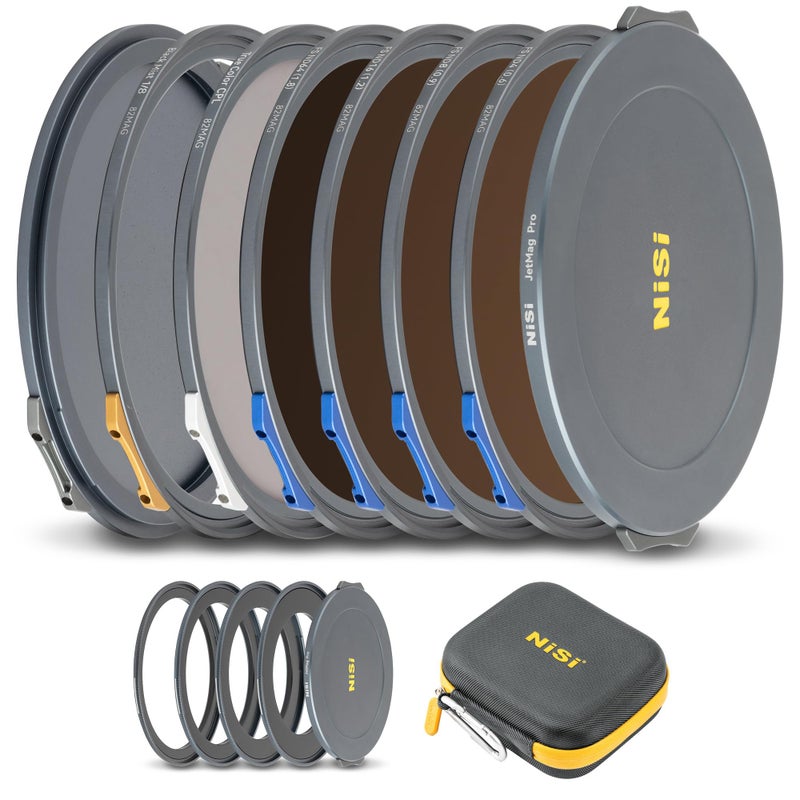 NiSi JetMag Pro 82MAG Cinema Kit Magnetic Lens Filters FS Neutral Density ND4ND8ND16ND64 True Color CPL Filter Black Mist 18 Adapters 67mm72mm77mm82mm Protective Caps and Caddy Case - Image 2