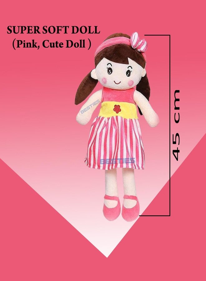Glance Cute 'N' Hug Super Soft 45Cm Stuffed Girl Doll, Polyfill Washable Cuddly Plush Toy, Helps To Learn Role Play, 100% Safe For Kids (45Cm, Cute Doll Pink) - Image 3
