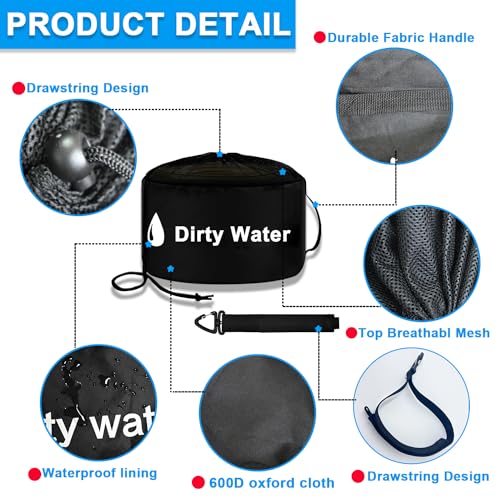 UNXMRFF 2-Pack RV Camper Tools Accessories Bag for Fresh/Black Water Sewer Hoses and Electrical Cords, Waterproof RV Hose Storage Bags with Drawstring Mesh Top, RV Utility Bag, Sewer Hose Bag - Image 3