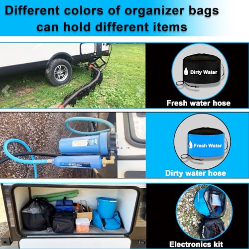 UNXMRFF 2-Pack RV Camper Tools Accessories Bag for Fresh/Black Water Sewer Hoses and Electrical Cords, Waterproof RV Hose Storage Bags with Drawstring Mesh Top, RV Utility Bag, Sewer Hose Bag - Image 4