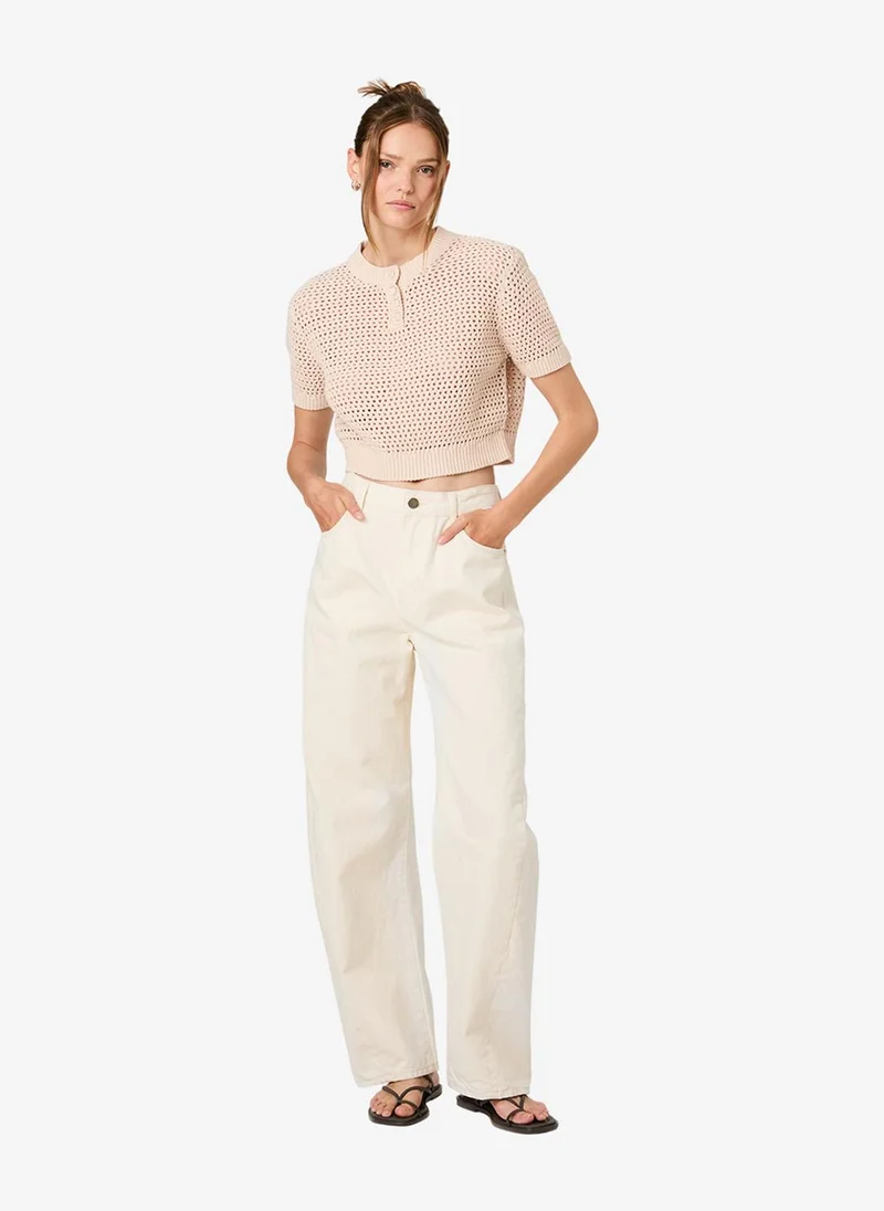 French Connection Women's Seashell Teddy All Over Knit Ss Top