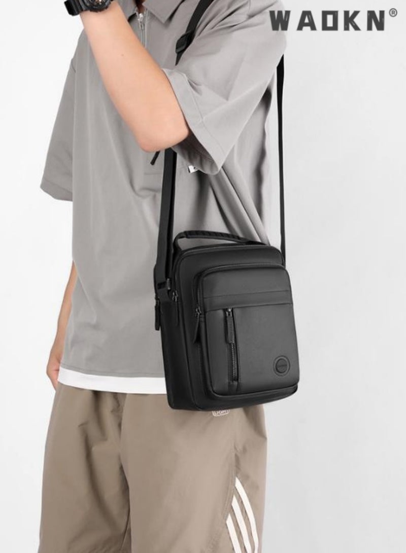 WAOKN Multi-Layer Black Crossbody Bag for Men,Fashionable Oxford Cloth Shoulder Bag, Compact Messenger Bag, Ideal for Business Commute, Durable and Stylish, Perfect for Daily Use  - Image 2