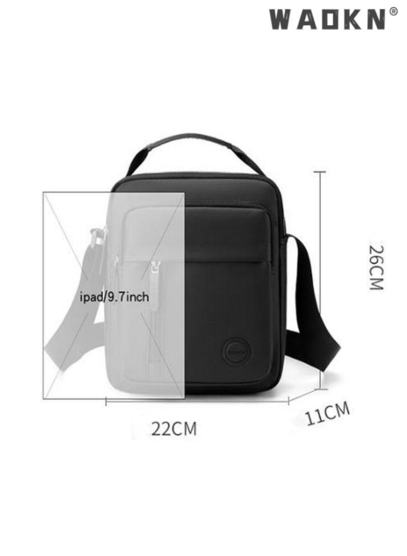 WAOKN Multi-Layer Black Crossbody Bag for Men,Fashionable Oxford Cloth Shoulder Bag, Compact Messenger Bag, Ideal for Business Commute, Durable and Stylish, Perfect for Daily Use  - Image 5