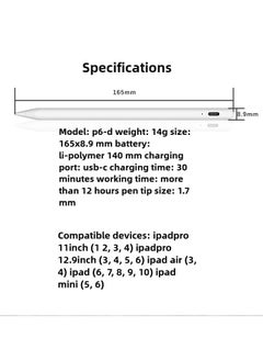 Generic for iPad 2018-2025,(2X Faster Charge), Tilt Sensitivity Stylus Pen, for iPad G6/7/8/9/10/11, iPad Pro 11 & 12.9 inch, iPad Air G5/4/M2/M3, iPad Mini G6/5  - Image 3