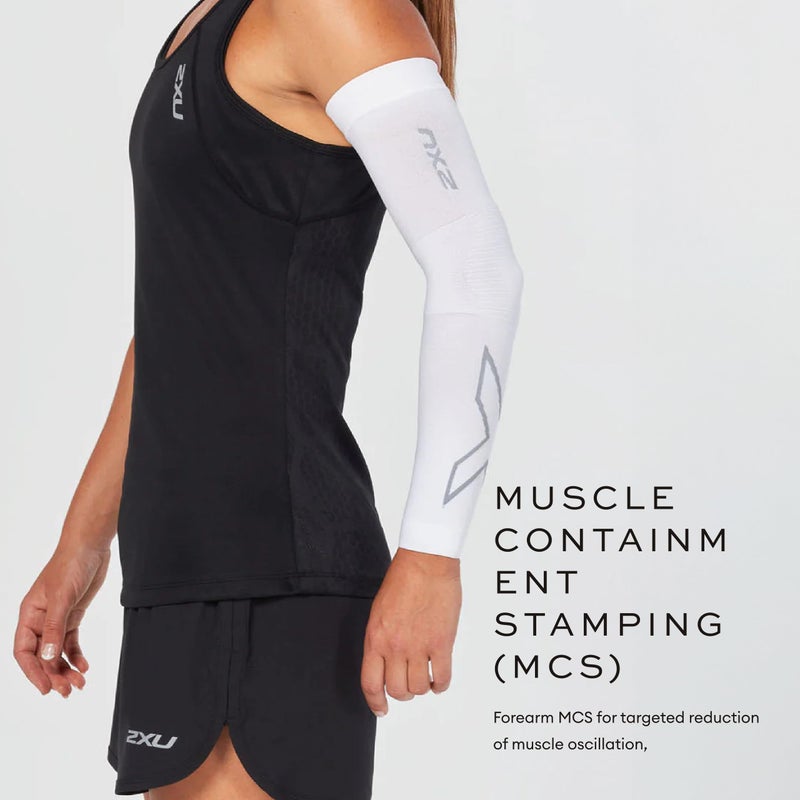2XU Compression Flex Arm Sleeve - Medium - White/Grey - Image 5