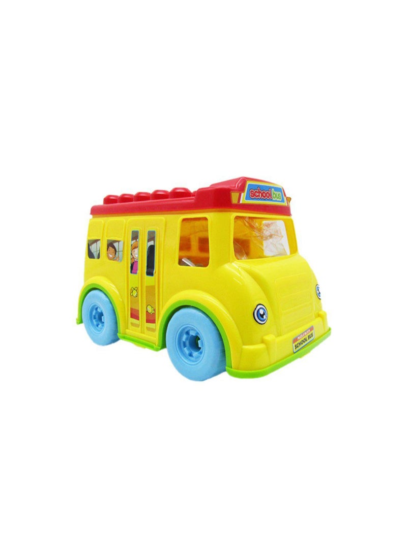 Plastic Puzzle Blocks Kit With School Bus Shaped Contains Multiple Different Shapes Aiming To Improve Motor And Mental Skills For Kids - Multi Color - Image 1