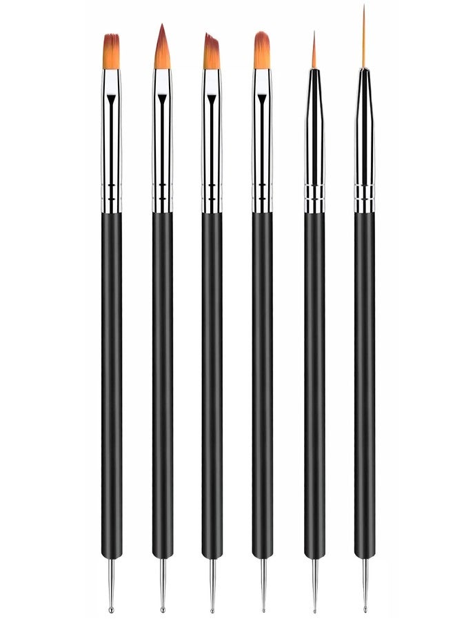 HomTop 6PCS Double-Ended Nail Art Brush Kit For Gel Polish, Liner, Drawing, And Detailing - Professional Nail Design Pen And Paint Brushes Set - Image 1