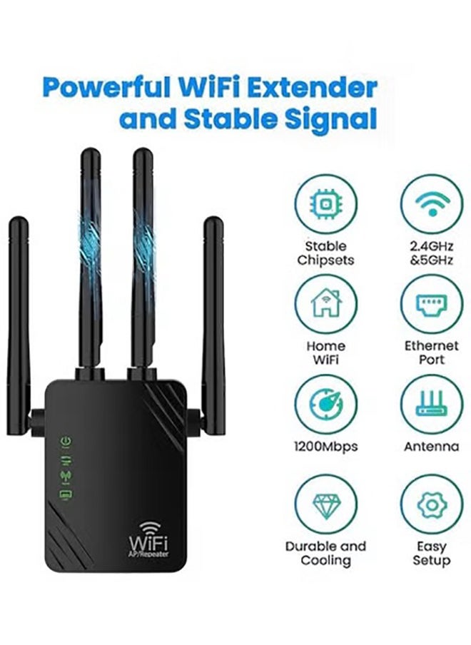 VOGMAX - New Wireless Repeater 2.4G/5G Dual Band Repeater Wifi  4 Antenna WiFi Extender Compatible with All Network Boxes - Image 1