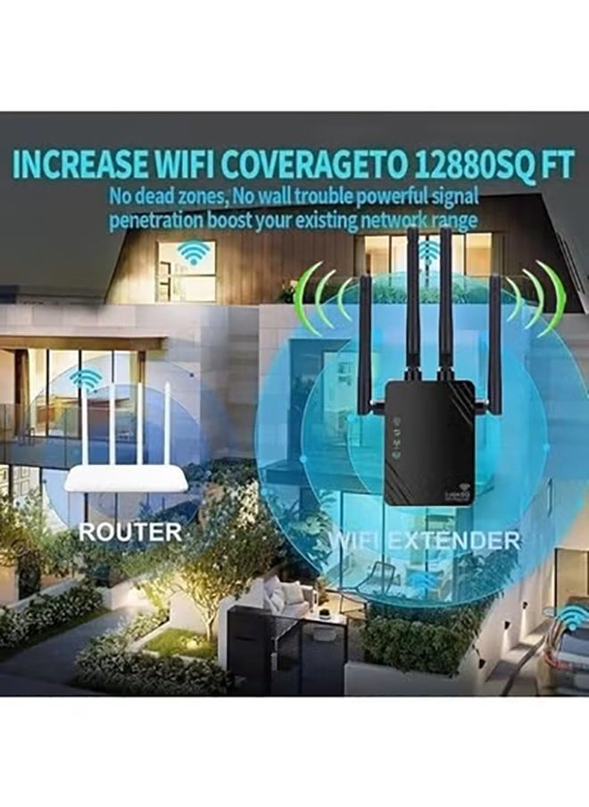 VOGMAX - New Wireless Repeater 2.4G/5G Dual Band Repeater Wifi  4 Antenna WiFi Extender Compatible with All Network Boxes - Image 1