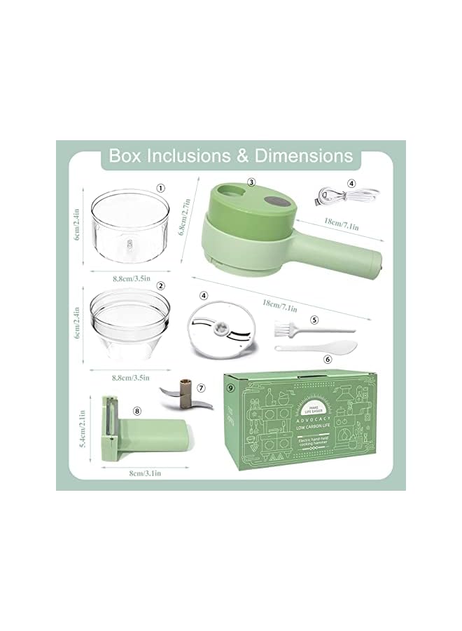 IAF مجموعة قاطع الخضار الكهربائي المحمول 1 في 1، معالج طعام صغير لاسلكي محمول مع فرشاة، قاطع خضار كهربائي لطحن الثوم والفلفل الحار والبصل والكرفس والزنجبيل واللحم - Image 2