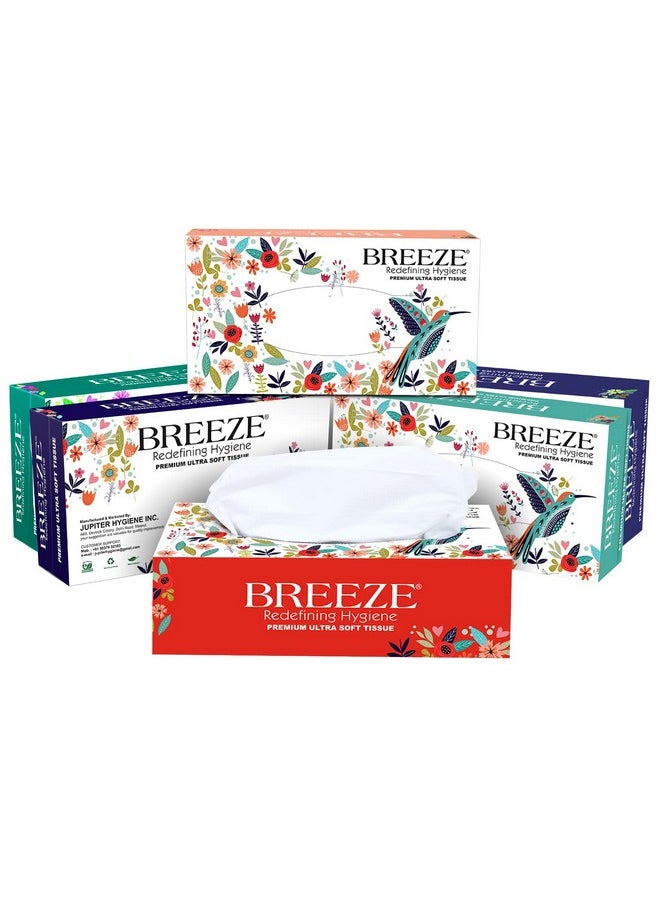 Breeze Bre022 2 Ply Facial Tissue Soft Wipe & Disposable For Kitchen, Cars, Office & Home Use, 100 Pulls Each (Pack Of 6, 600 Tissues)  - Image 1