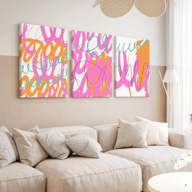 Youillne Set of 3 Pink Abstract Line Prints - Image 5