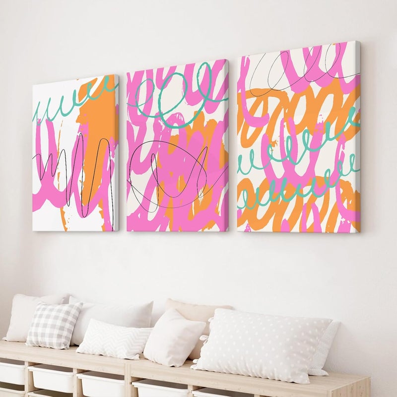 Youillne Set of 3 Pink Abstract Line Prints - Image 4