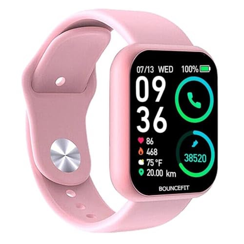 Bouncefit M I D116 Fitness Band Smart Watch for Men, Women, Boys, Girls, Kids – Single Touch Interface, Water Resistant, Workout Modes, Quick Charge Sports Smartwatch – Pink I - Image 1