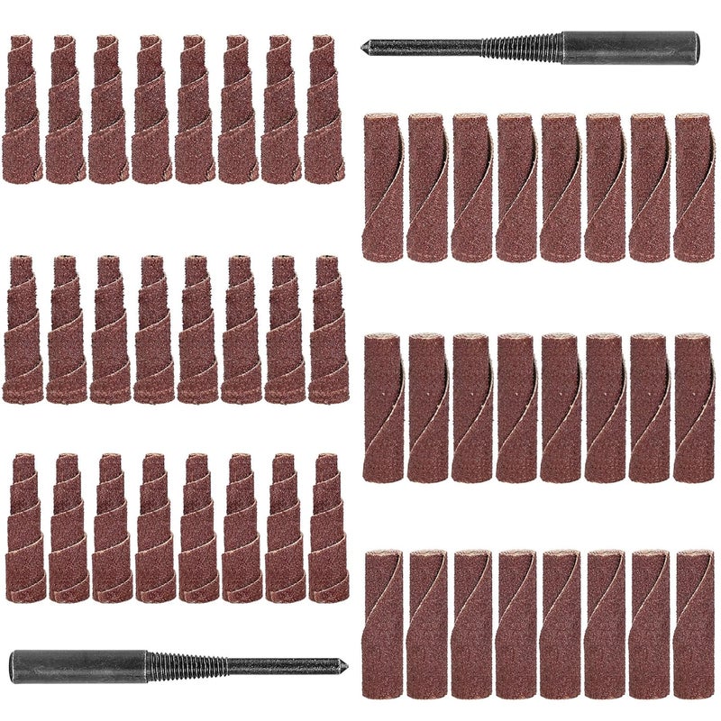 NuoDunco 50Pcs 2 Inch Sand Paper Abrasive Cartridge Rolls Cone Cylinder Rotary Flap Disc 1/4" Die Grinder Sanding Disc Grinding Bits Drum Sanders for Wood Metal Fiberglass - Image 1