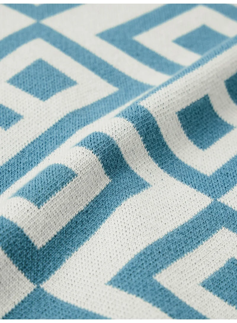 The Souled Store  The Souled Store Originals: Blue Fox Men and Boys Half Sleeve Spread Collar Geometric Printed Cotton Oversized Fit Breathable Lightweight All-Season Polo T-Shirt  | Best Price UAE