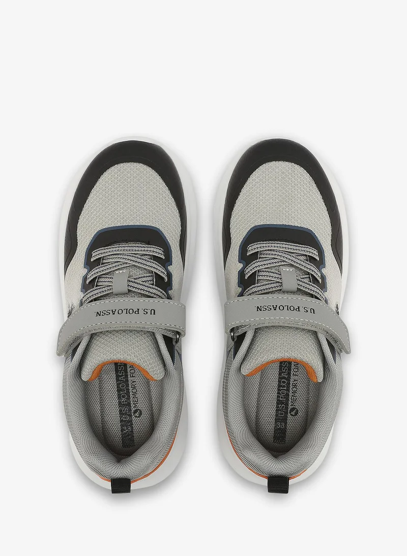 U.S. Polo Assn. grey Kids Grey Low-Top Casual Sneakers with Velcro Strap - Sleek Everyday Style and Comfort for Effortless Wear for Kids | Best Price UAE