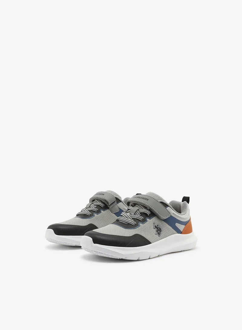 U.S. Polo Assn. grey Kids Grey Low-Top Casual Sneakers with Velcro Strap - Sleek Everyday Style and Comfort for Effortless Wear for Kids | Best Price UAE