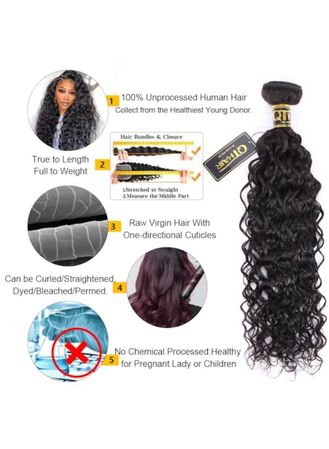 QTHAIR Water Wave Human Hair Bundles 1b Natural Black 18A Burmese Curly 100 Unprocessed Brazilian Virgin Wet and Wavy 1BNatural Black 12 14 16 - Image 4