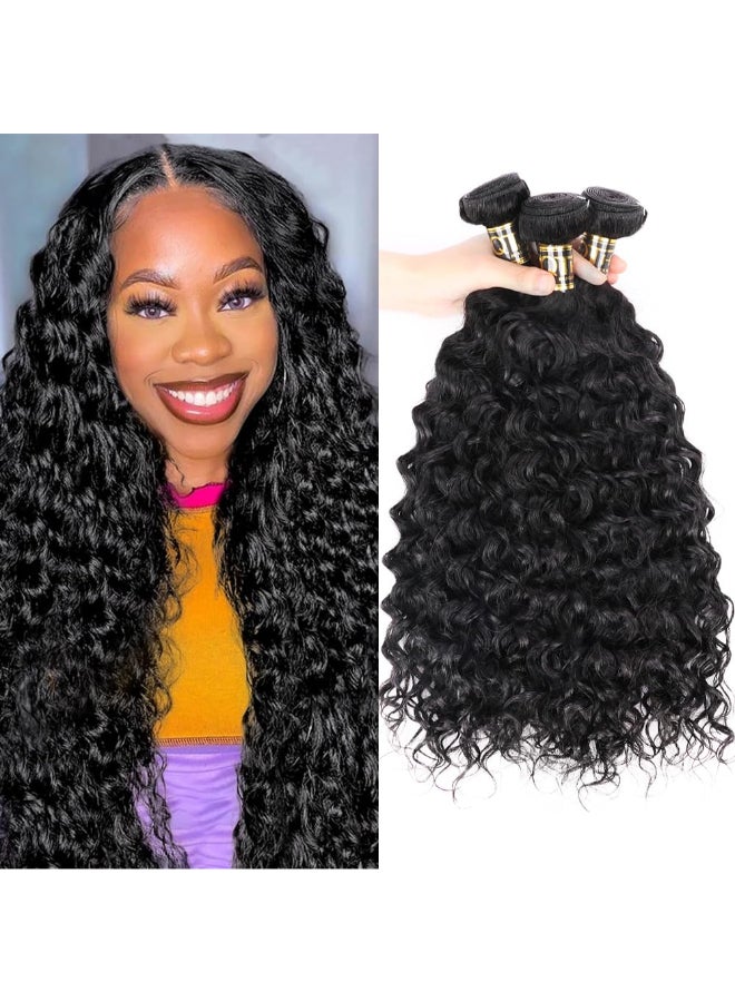 QTHAIR Water Wave Human Hair Bundles 1b Natural Black 18A Burmese Curly 100 Unprocessed Brazilian Virgin Wet and Wavy 1BNatural Black 12 14 16 - Image 3