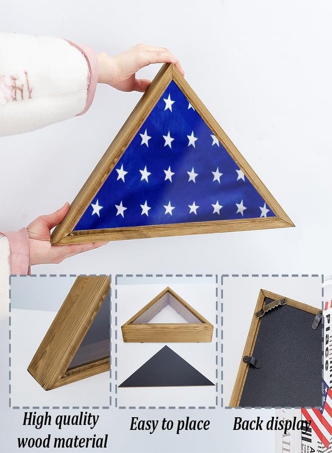 AHANDMAKER Triangle Flag Box, Wall Mounted/Standing Display Flag Display Case with Clear Windows, 17.44 x 8.9 Inch Military Flag Shadow Box for Veterans, Burial Flag - Image 3