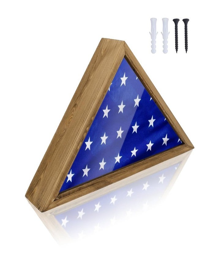 AHANDMAKER Triangle Flag Box, Wall Mounted/Standing Display Flag Display Case with Clear Windows, 17.44 x 8.9 Inch Military Flag Shadow Box for Veterans, Burial Flag - Image 1