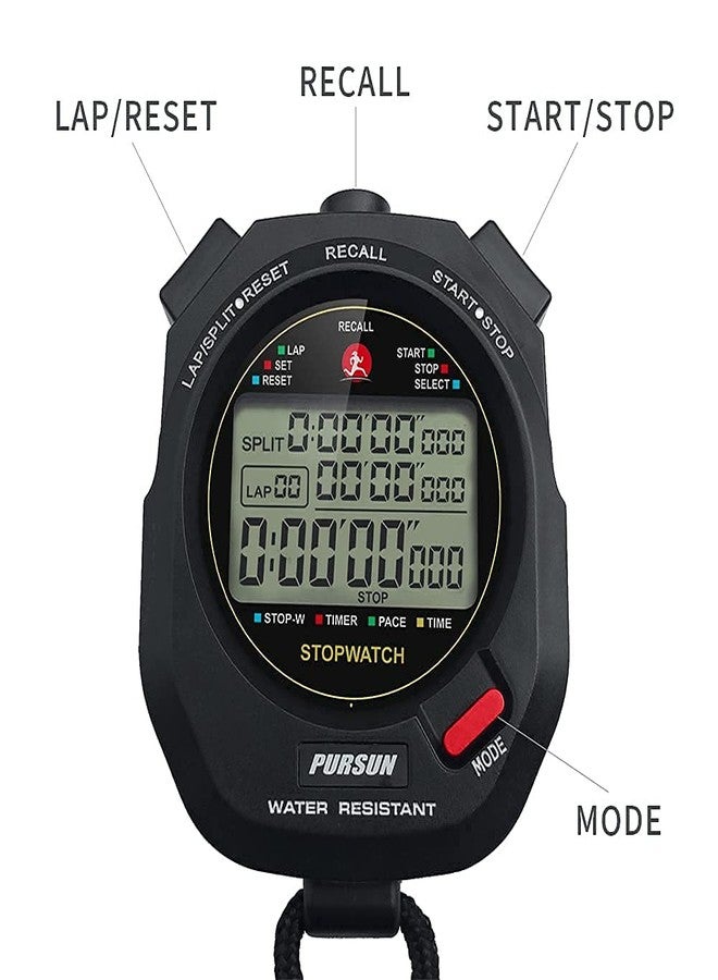 JUNSD Professional Stopwatch Timer for Sports 100 Lap Stopwatch Digital Sports Stopwatch with Countdown Timer 100 Lap Memory 0.001 Second Timing Water Resistant - Image 5