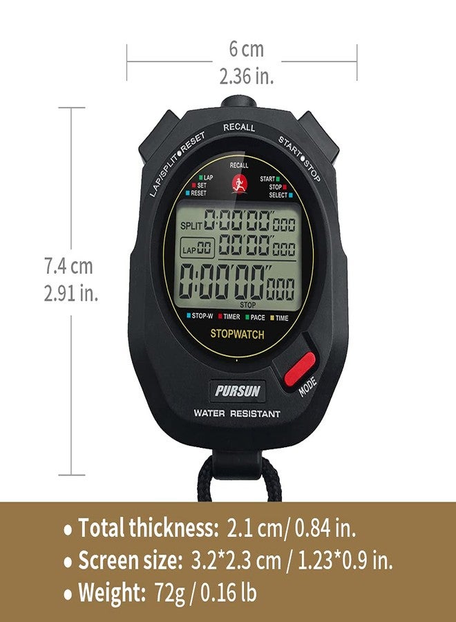 JUNSD Professional Stopwatch Timer for Sports 100 Lap Stopwatch Digital Sports Stopwatch with Countdown Timer 100 Lap Memory 0.001 Second Timing Water Resistant - Image 2