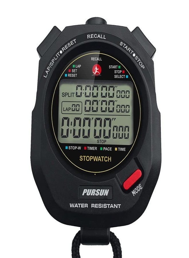 JUNSD Professional Stopwatch Timer for Sports 100 Lap Stopwatch Digital Sports Stopwatch with Countdown Timer 100 Lap Memory 0.001 Second Timing Water Resistant - Image 1