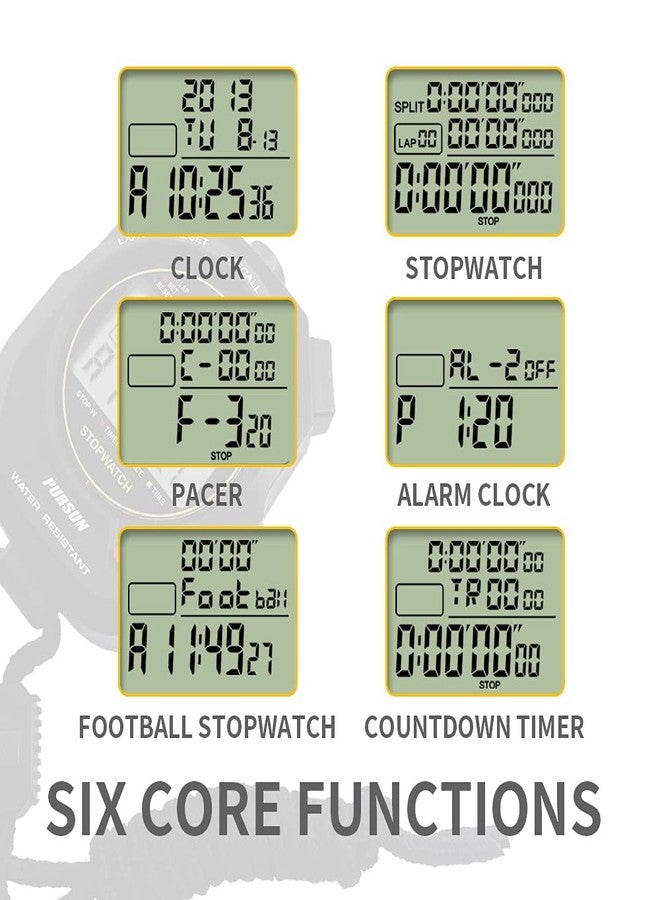 JUNSD Professional Stopwatch Timer for Sports 100 Lap Stopwatch Digital Sports Stopwatch with Countdown Timer 100 Lap Memory 0.001 Second Timing Water Resistant - Image 3