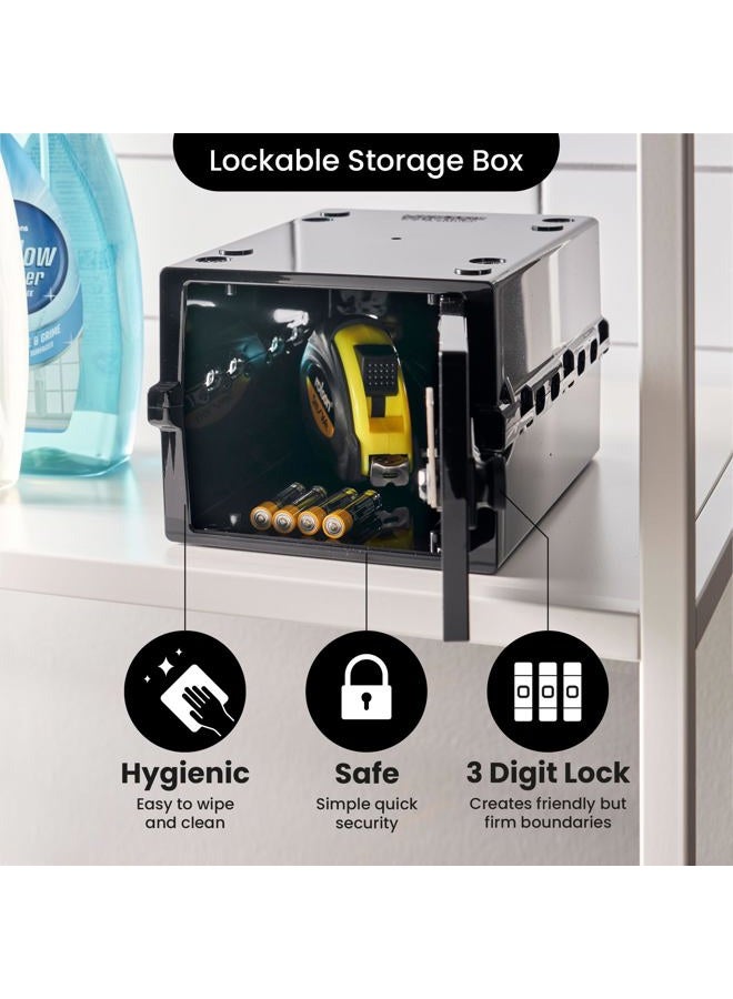 Lockabox Mini™ | Small Lockable Box with Combination Lock (A5-Sized) | Mini Storage Lock Box for Small Medicines, Snacks & Mobile Phones | Discrete & Hygienic (Jet) - Image 3