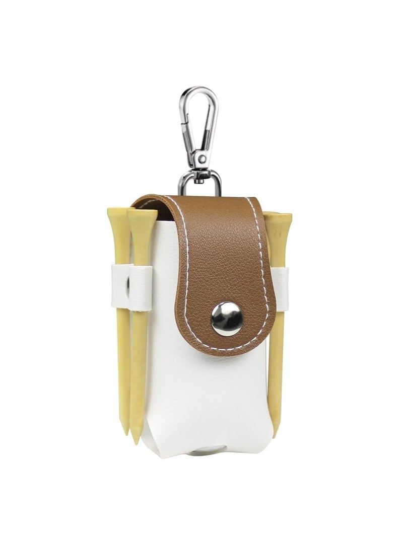 Generic 1 Patchwork Model Ball Box Ball Bag Portable Golf Ball Bag PU Leather Mini Golf Ball Protective Bag (Brown+White) - Image 2