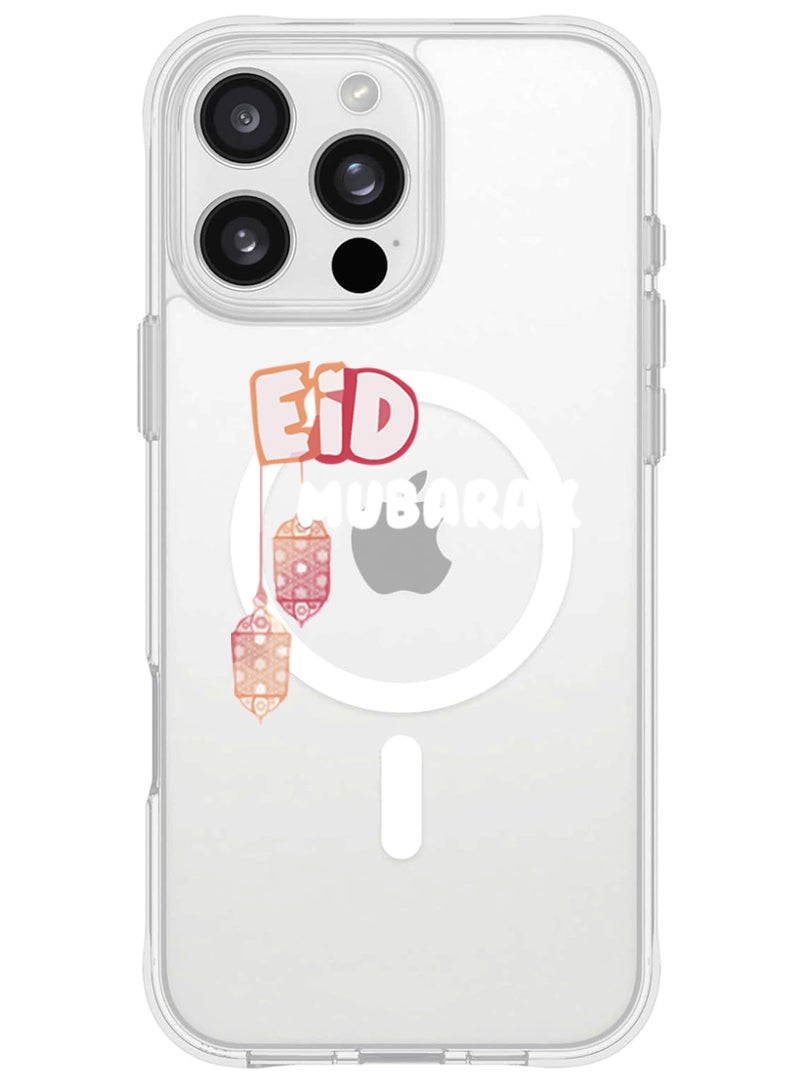 Theodor iPhone 16 Pro Max Magsafe Magnetic Case for iPhone Compatible with Wireless Charging, Shockproof Phone Bumper Cover - Eid Mubarak white - Image 1