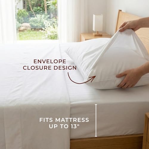 Peru Pima 600 Thread Count Sateen Twin Sheet Set - 100% Peruvian Pima Cotton, 3 Piece (Flat, Fitted, 1 Pillowcase) - Cooling, Crisp, Deep Pocket, Hotel Quality Bedding - White - Image 3