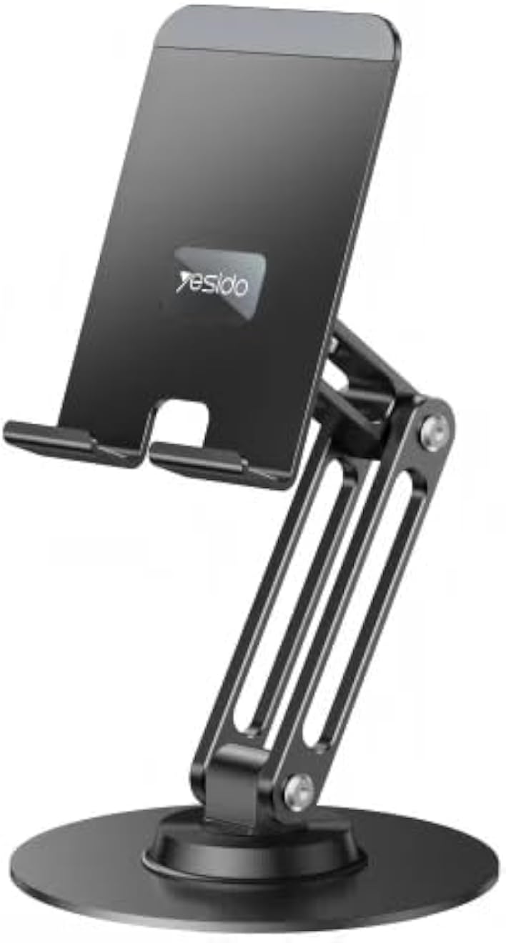 V Volt C300 Metal Phone Stand with 360Â° Rotating Base, Foldable Design, Adjustable Height, Sturdy Aluminum Material, Practical Desktop Stand for Smart Devices